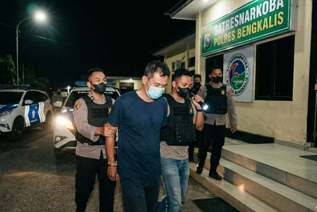 Pelarian 3 Tahun Berakhir di Meja Hijau, Otak Penghubung Sabu 15 Kg Bengkalis Diringkus Dini Hari