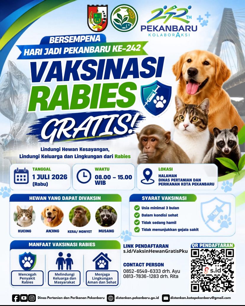 Pemko Pekanbaru Gelar Vaksinasi Rabies Gratis, ini Jadwal dan Lokasinya!
